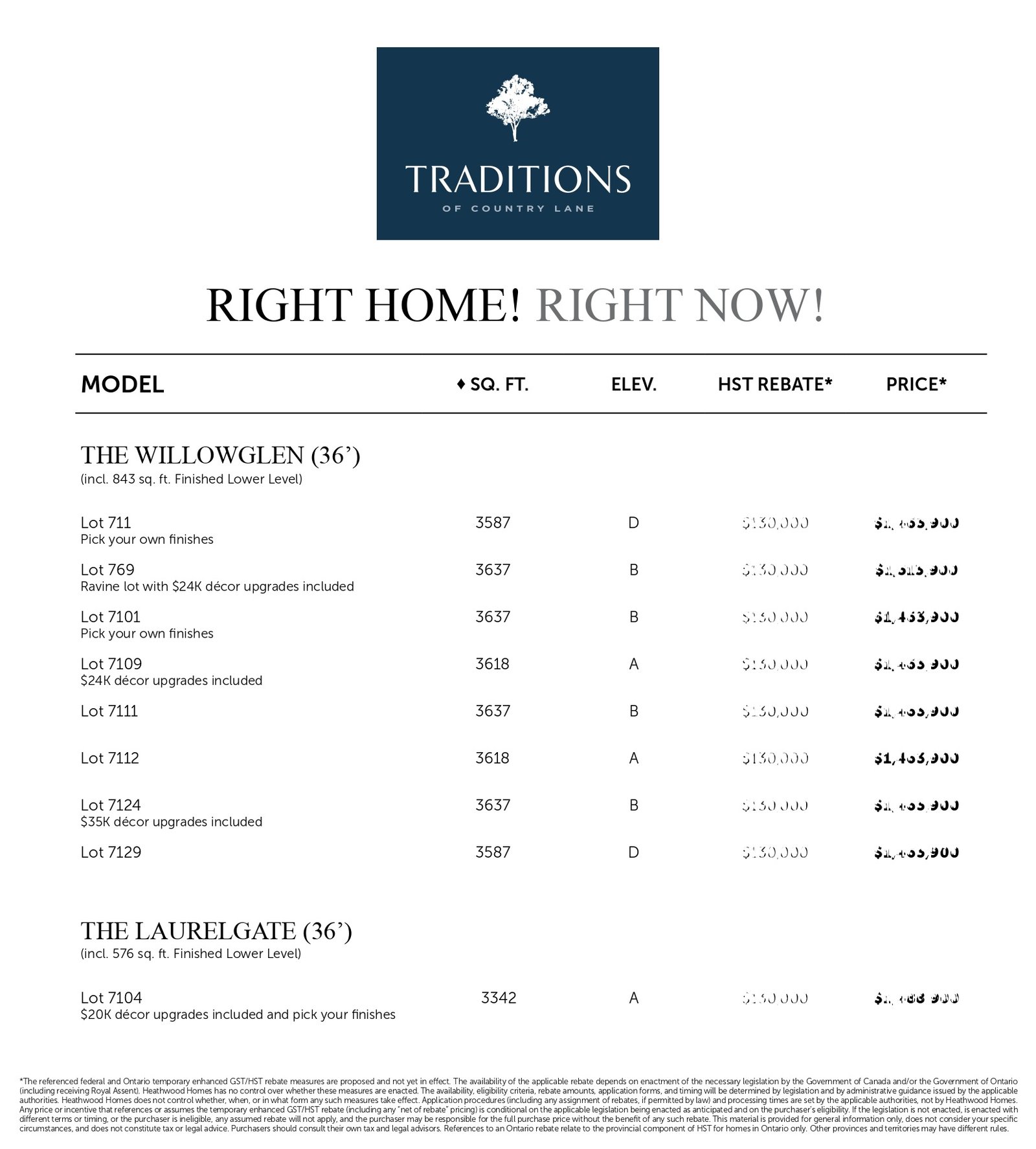 Traditions Of Country Lane price list